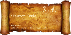 Kremser Ádám névjegykártya